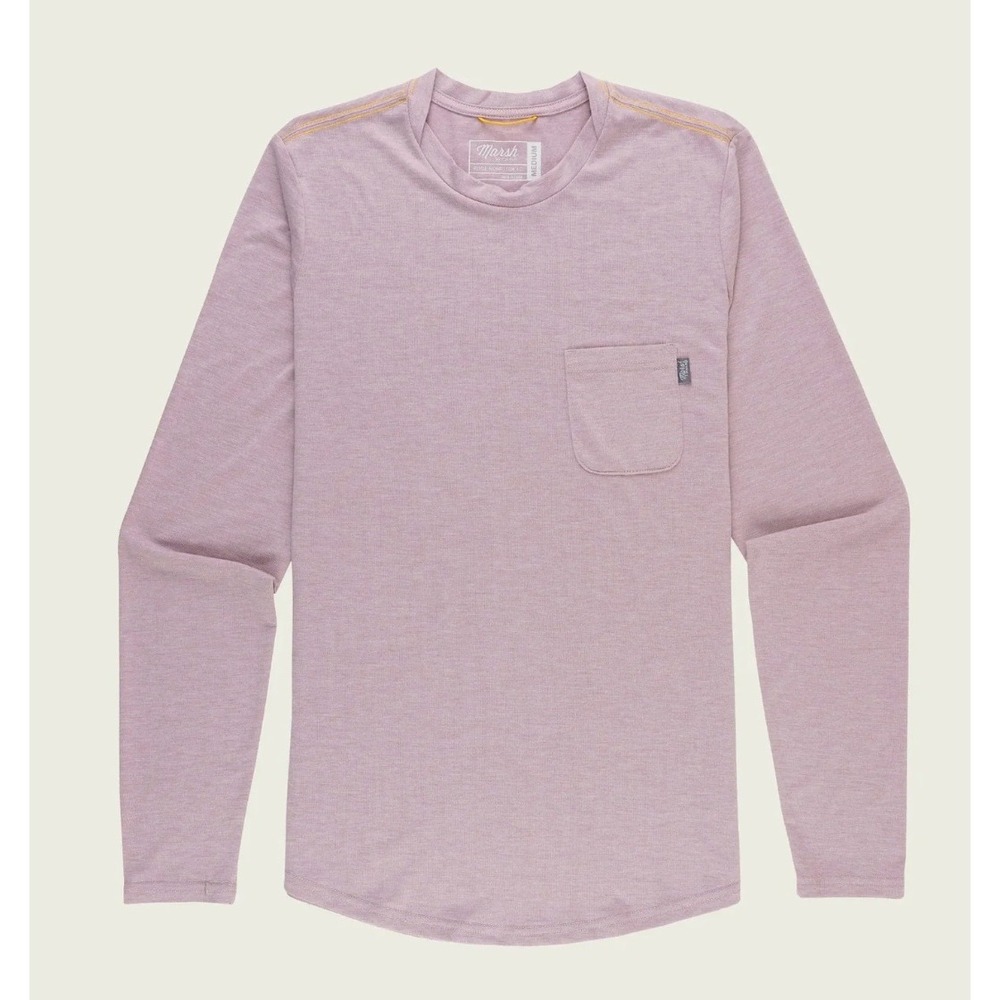Marsh Wear Buxton Solid Performance Long Sleeve Shirt In Wood Rose Heather Sz S